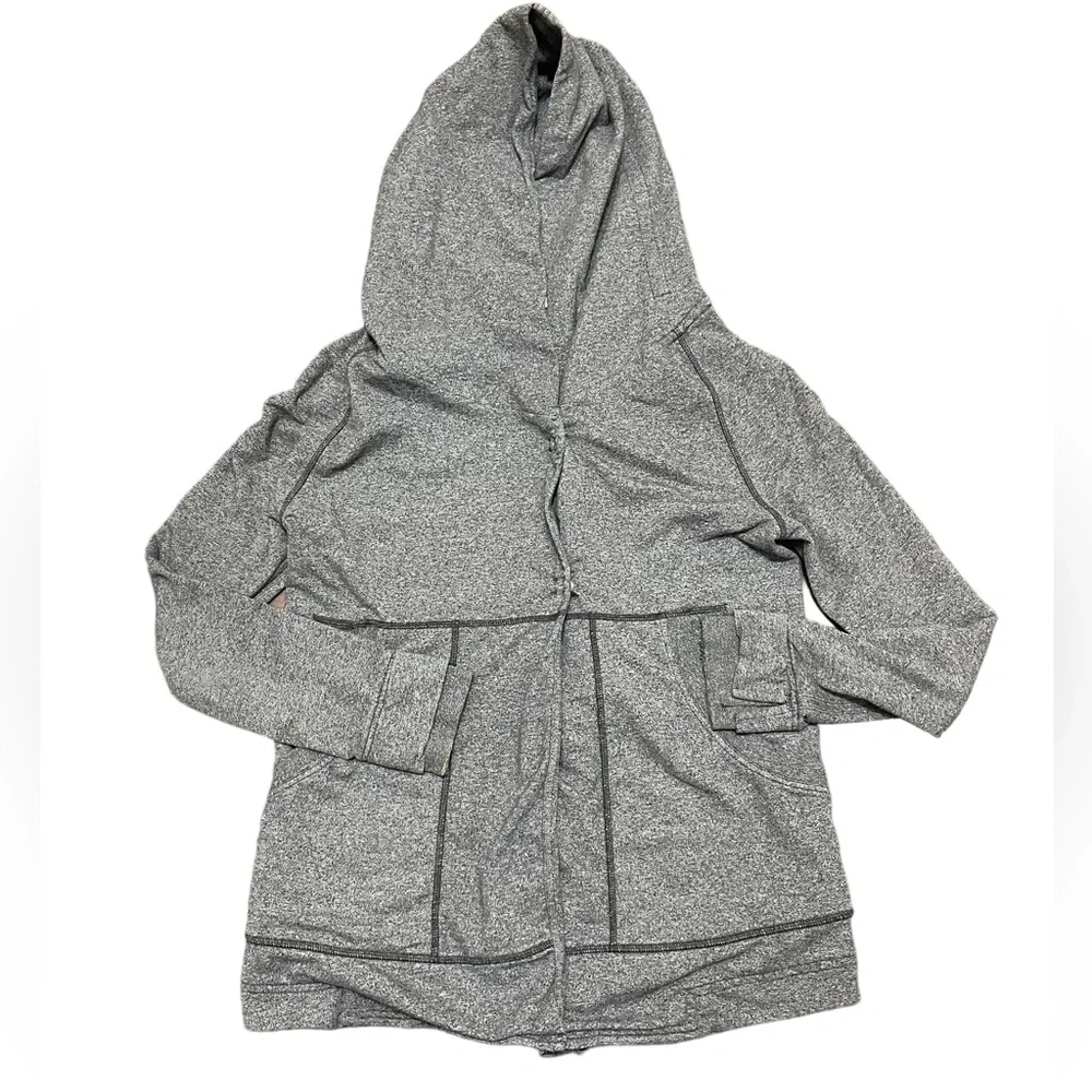 Lululemon Women’s Size 4 Hoodie Snap Close Yoga Jacket Oversized Hood Gray FLAWS - Picture 1 of 15